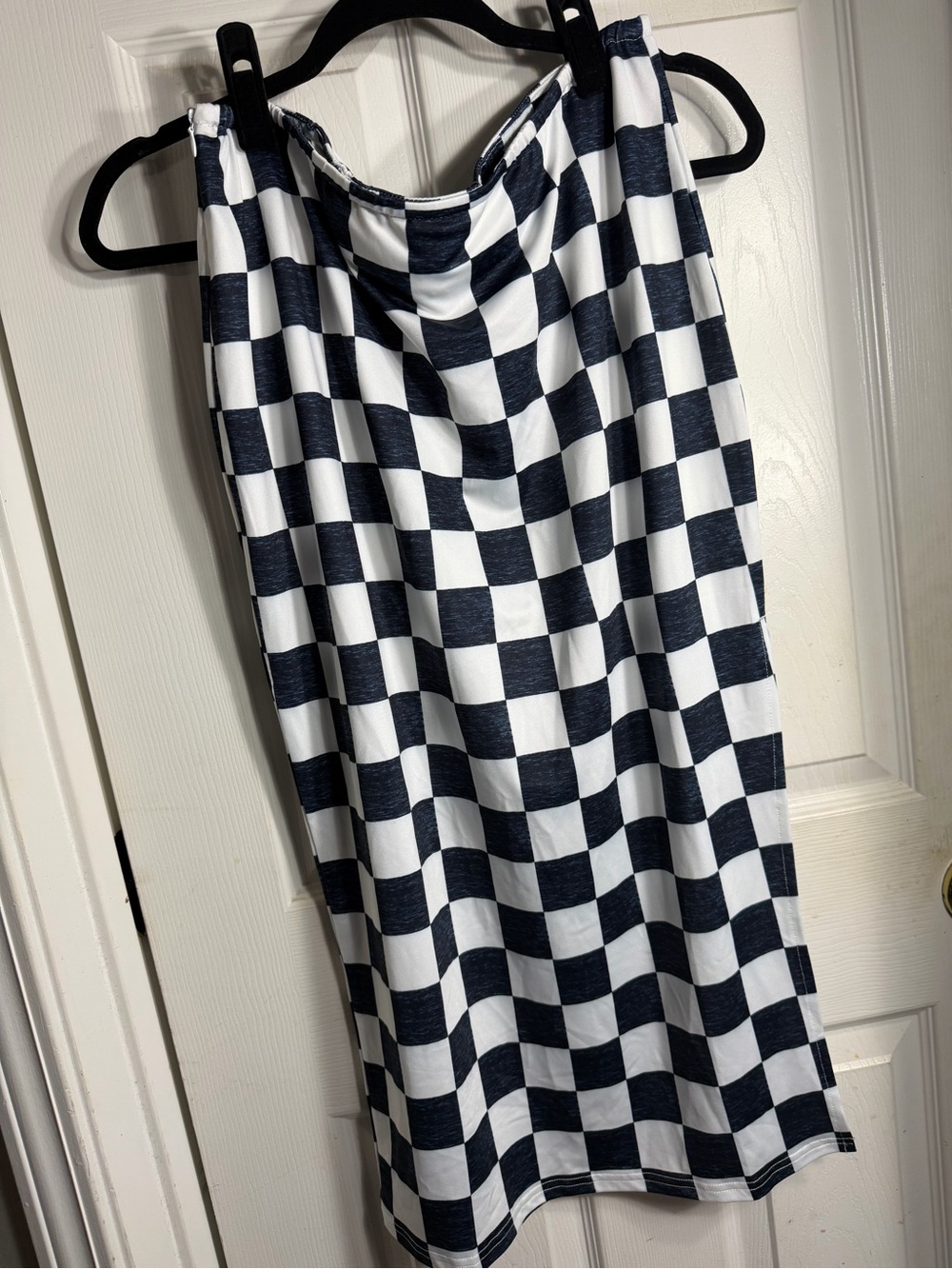 Black and White Checkerboard Pencil Skirt - XL